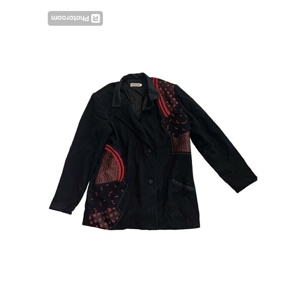 Vintage Canvasbacks Embroidered‎ Red 3-Button Blazer Valentine New Year's Size L - Picture 1 of 5